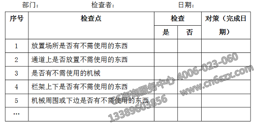 6S整理檢查表